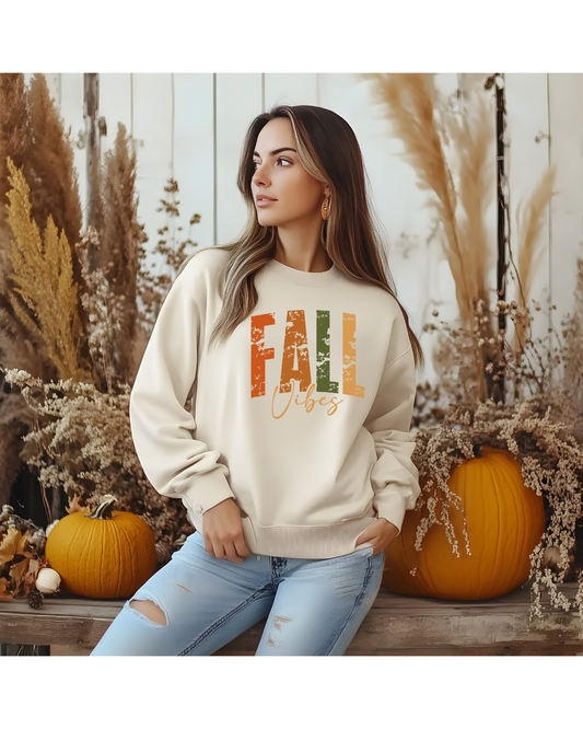Distressed "FALL VIBES" Crewneck
