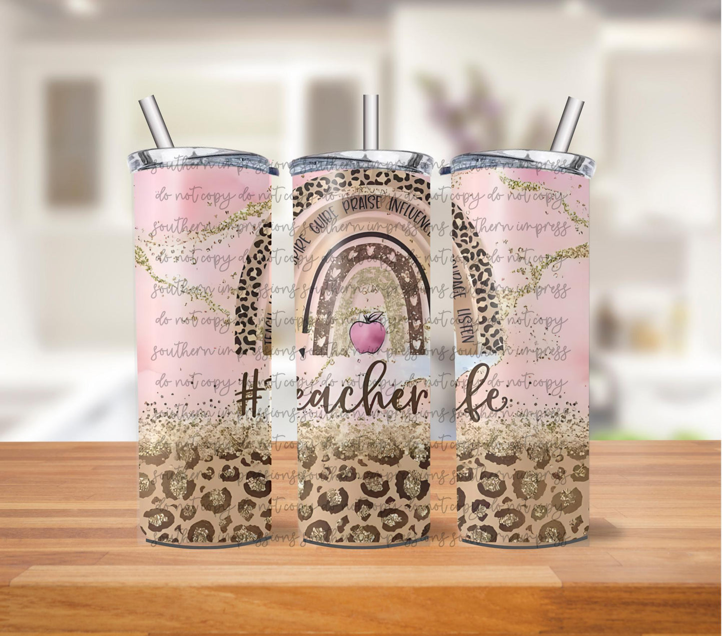Teacher Life Glitter Tumbler