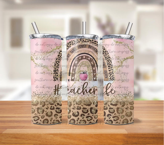 Teacher Life Glitter Tumbler